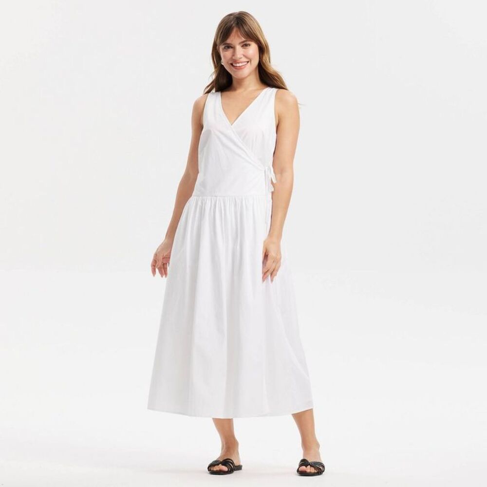 Women's Maxi Wrap Dress - A New Day White M